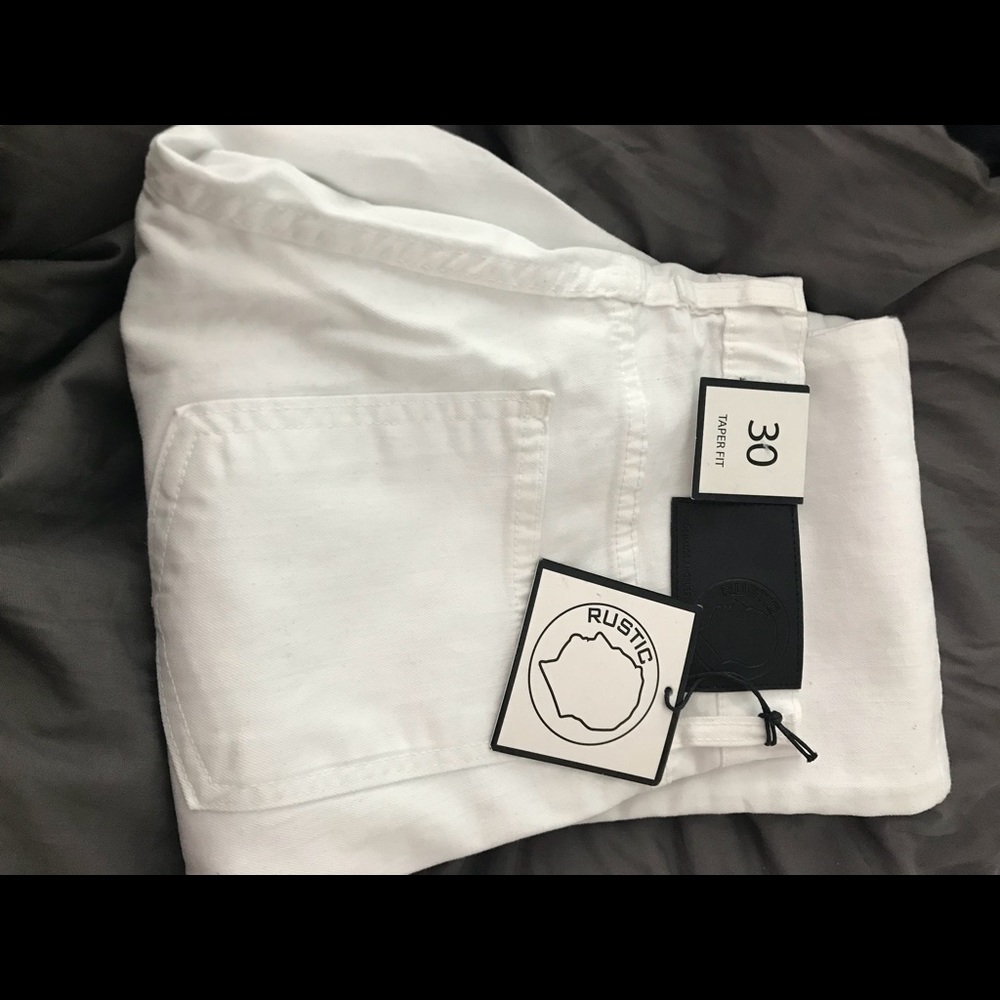 Rustic Dime 30 x 32 Taper Fit White Mens Jeans